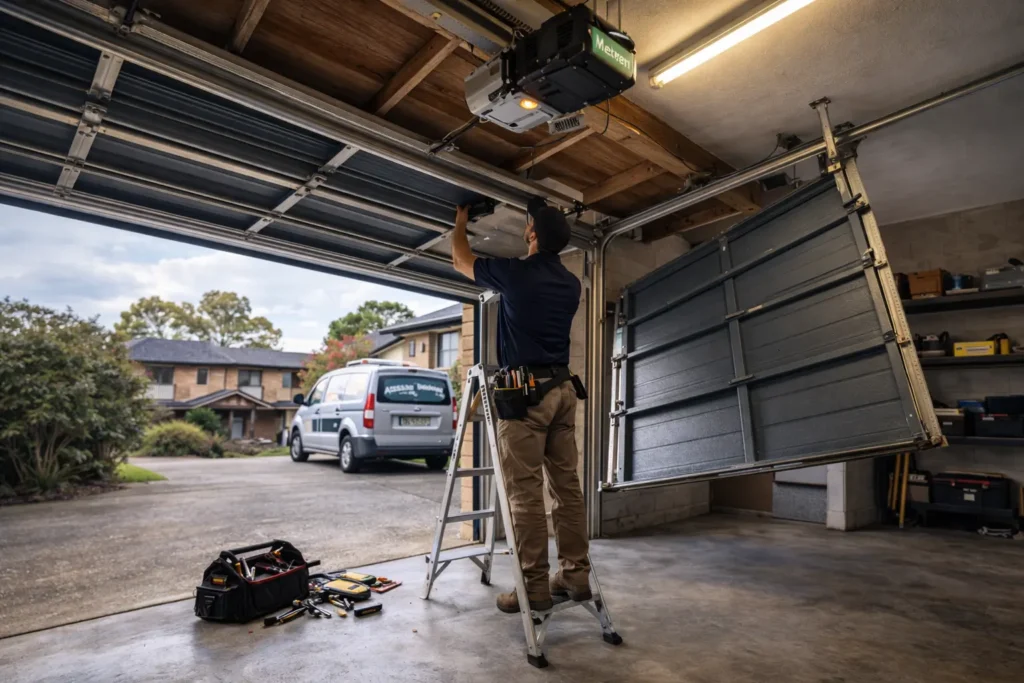 garage door stuck halfway brisbane motor repair